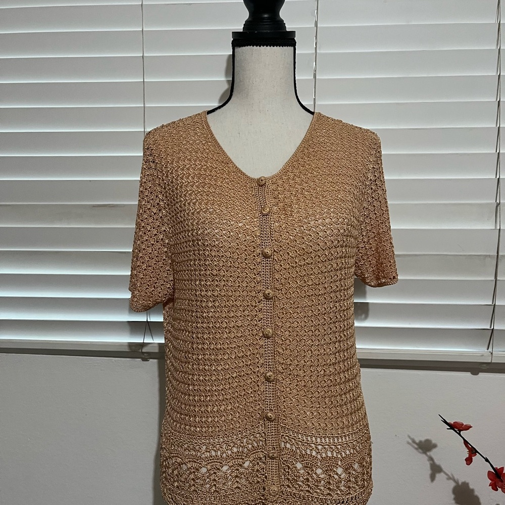 Liz Claiborne Gold Short-Sleeve Knit button down shirt